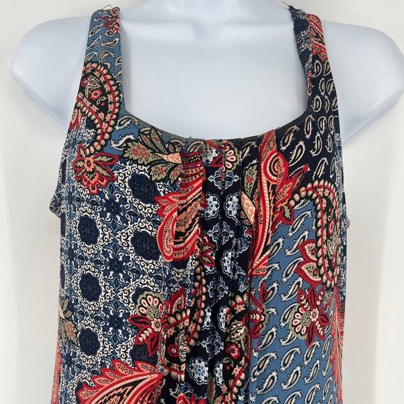 Glamour Boho Maxi Dress Sz 4P Paisley Patchwork Pleated Festival Western Hippie - Picture 2 of 10